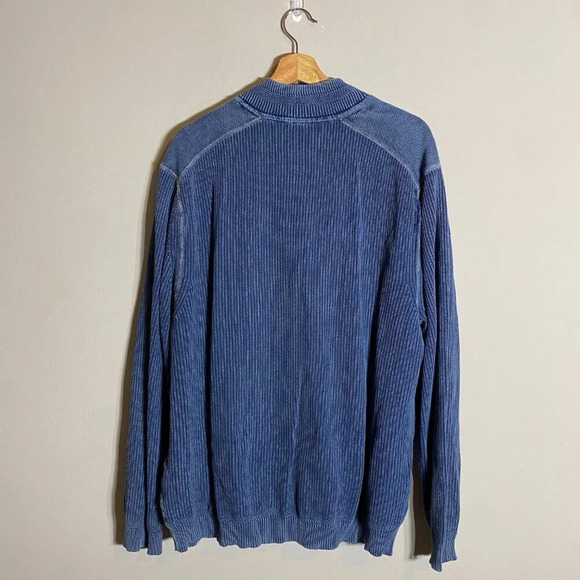 Tommy Bahama Jeans 1/4 Zip Ribbed Knit Pullover Sweater Men's XXL Blue Stretch - Picture 3 of 12